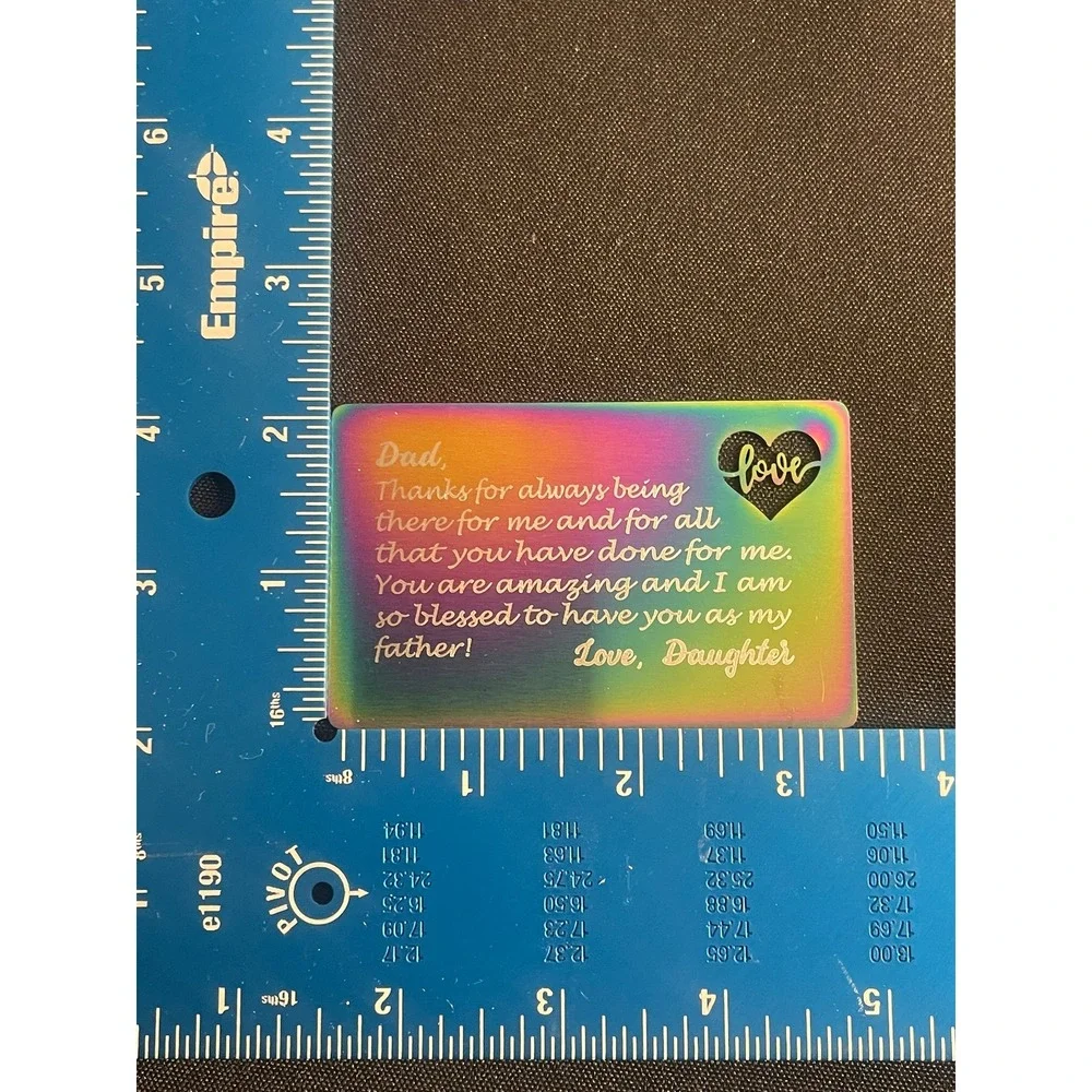 Rainbow‎ Metal Wallet Card Insert Dad Gift from Daughter Engraved Love Heart
